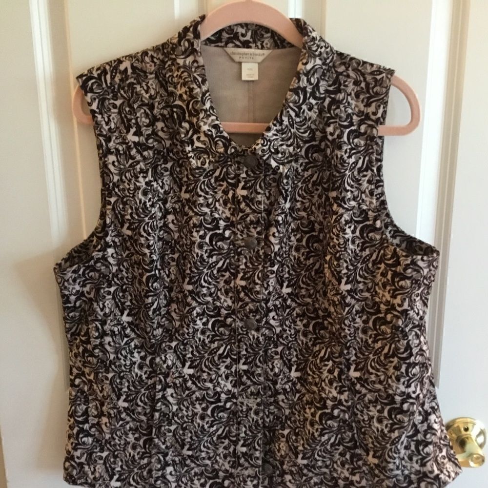 NWOT. Christopher & Banks Brand Women’s Size XL Petite  Browns on Cream Vest